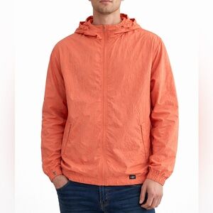 Pull&Bear Coral Windbreaker Jacket Mens S Hooded Lightweight Streetwear
